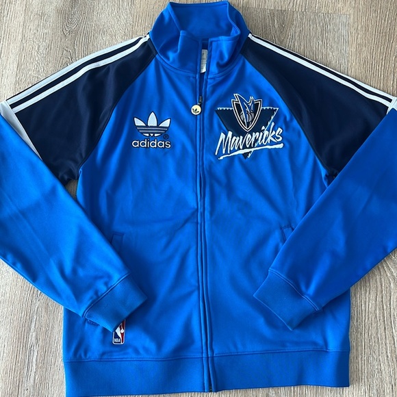 Adidas Originals Dallas Mavericks Trefoil Track Jacket Men's Medium Blue NBA - Picture 2 of 16